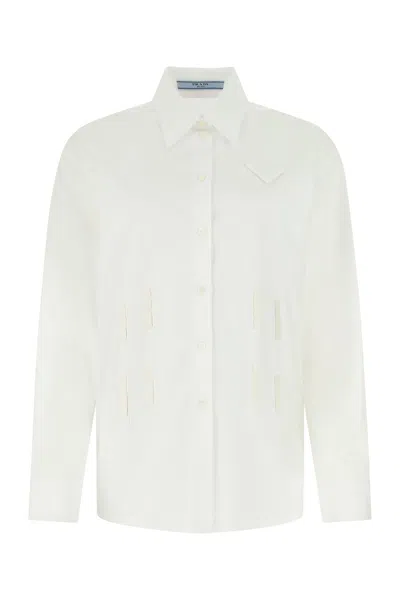PRADA WHITE POPLIN OVERSIZE SHIRT