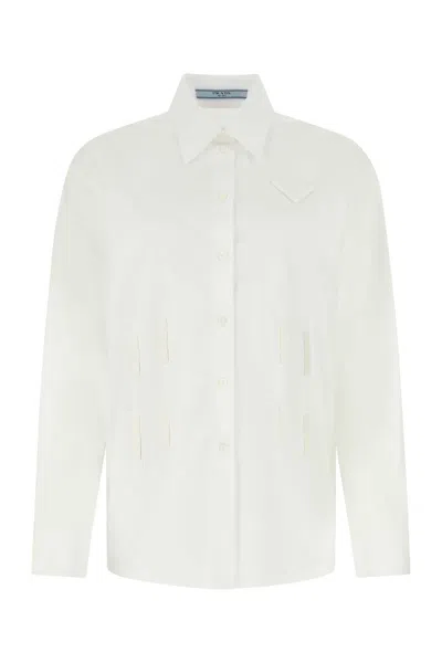 PRADA PRADA WHITE POPLIN OVERSIZE SHIRT
