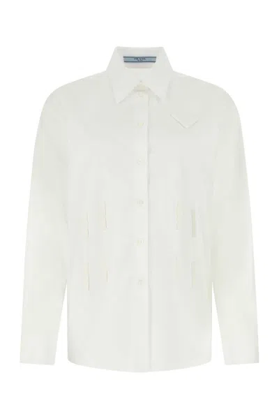 Prada White Poplin Oversize Shirt In F0009