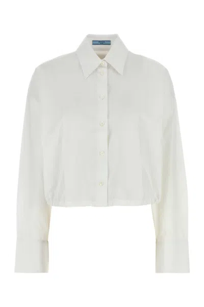 PRADA WOMEN WHITE POPLIN SHIRT, S LUXURY SHIRTS FOR WOMEN DARVEYS