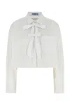 Prada Bow-detail Cropped Shirt In White