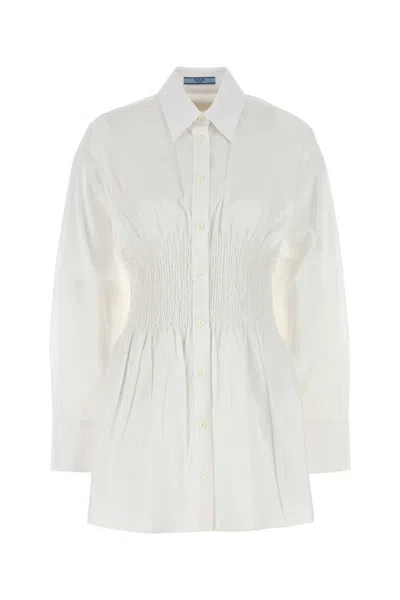 Prada White Poplin Shirt In Multi