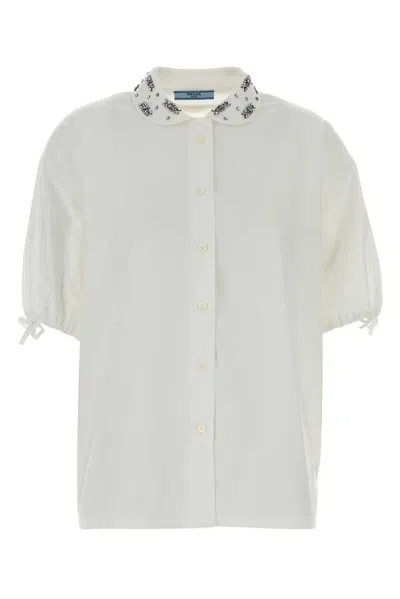 Prada White Poplin Shirt In Multi