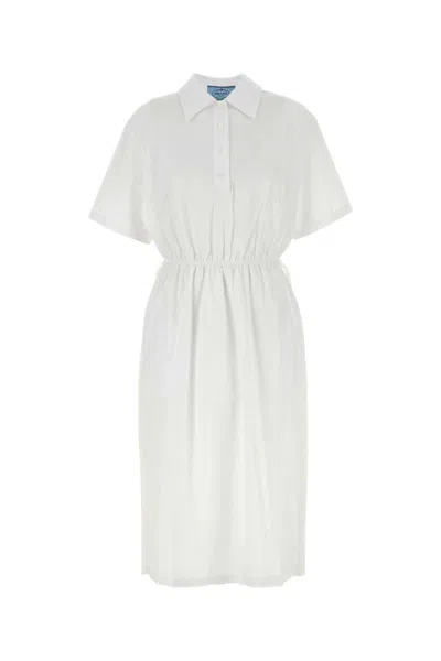 PRADA WHITE POPLIN SHIRT DRESS