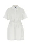 Prada Drawstring Waist Poplin Shirt Dress In White