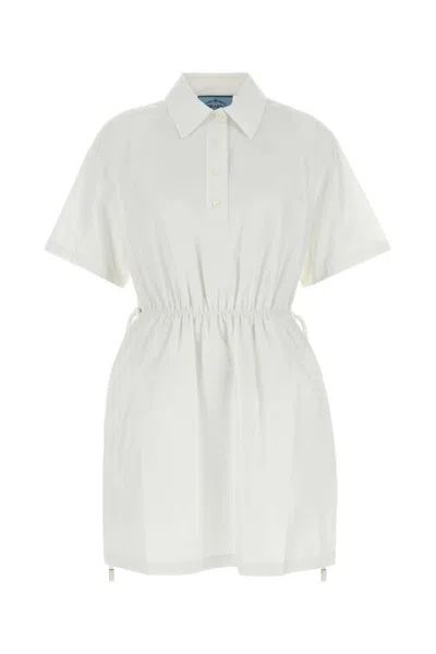 PRADA WHITE POPLIN SHIRT DRESS