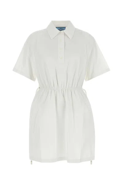 PRADA WHITE POPLIN SHIRT DRESS