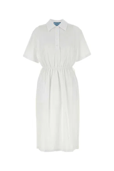 PRADA WHITE POPLIN SHIRT DRESS