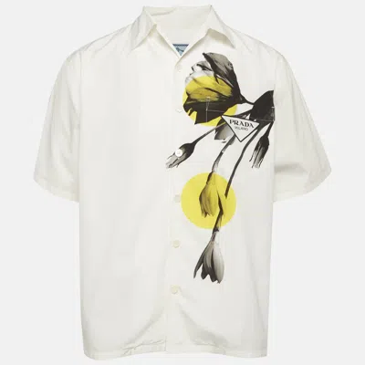 Pre-owned Prada White Printed Cotton Short Sleeve Shirt Xxl