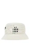 Prada Wide Brim Raffia Bucket Hat In White