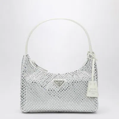 PRADA PRADA  WHITE RE-EDITION HANDBAG WITH CRYSTALS