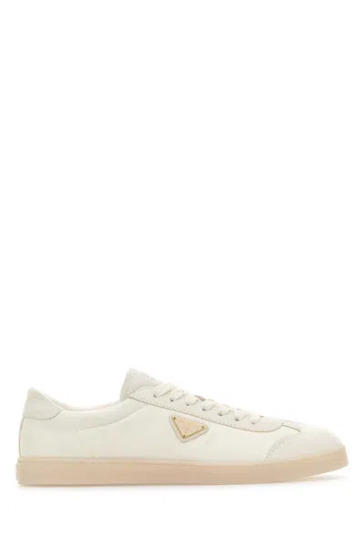 Prada Re-nylon And Suede Low-top Sneakers In Neutral