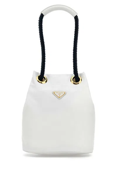 Prada White Re-nylon  Mariner Bucket Bag