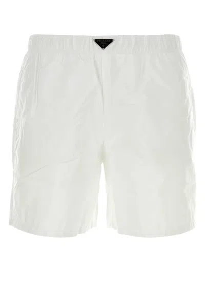 PRADA WHITE RE-NYLON SWIMMING SHORTS
