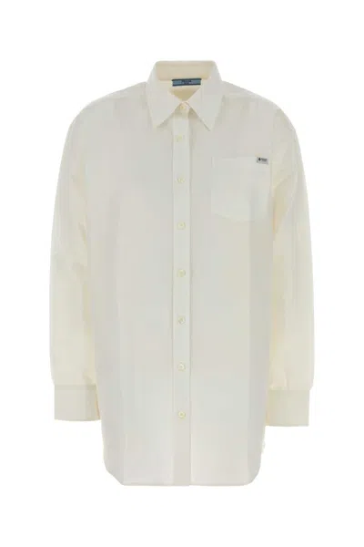 PRADA WHITE RELAXED SOLID SHIRT