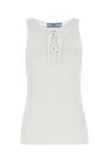 Prada White Ribbed Tank Top