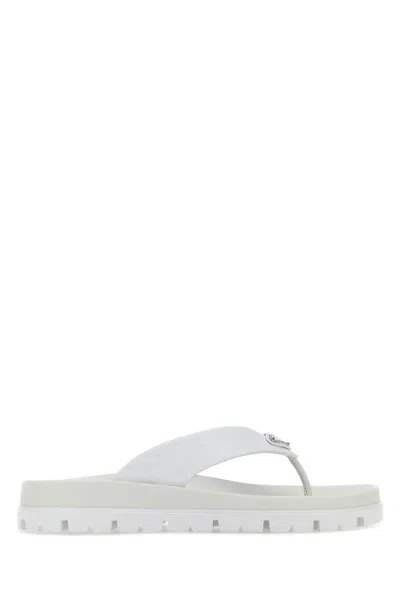 PRADA WHITE RUBBER THONG SLIPPERS