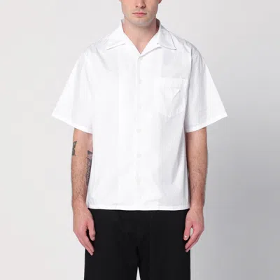 Prada Woven Logo Short-sleeved Shirt In White