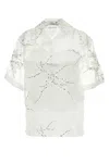 Prada Silk Blend Sheer Shirt With Floral Embroidery In Bianco