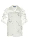Prada Silk Blend Sheer Shirt With Floral Embroidery In White