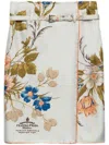 Prada Silk Twill Printed Skirt In White