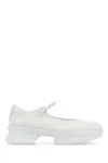 Prada Mesh Upper Platform Ballerinas With Strap Detail In White