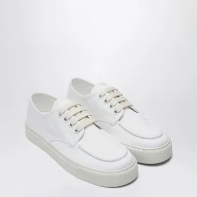 PRADA PRADA  WHITE SNEAKER IN COTTON CANVAS