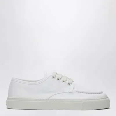 Prada White Sneaker In Cotton Canvas