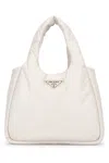 Prada White Soft Medium Tote Bag In White