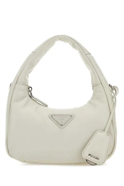 Prada Logo-plaque Padded Tote Bag In Weiss