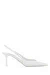 Prada White Solid Pointed Toe Pumps In Black