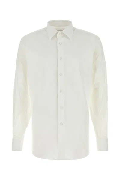 PRADA WHITE STRETCH COTTON BLEND SHIRT