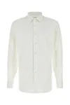 Prada Double-breasted Stretch Poplin Shirt In White