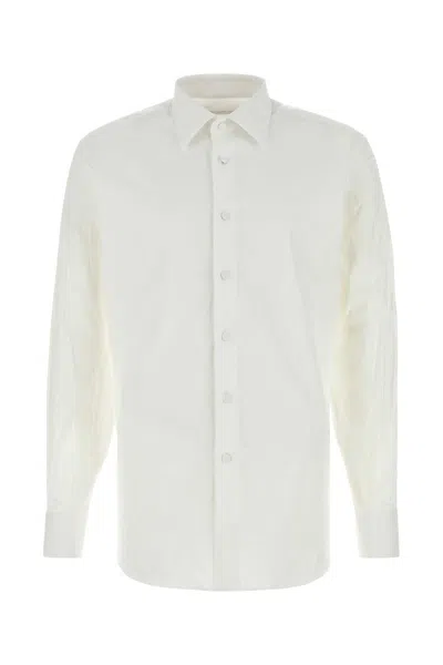 PRADA PRADA WHITE STRETCH COTTON BLEND SHIRT