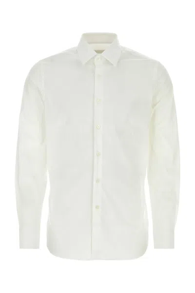 PRADA PRADA WHITE STRETCH POPLIN SHIRT