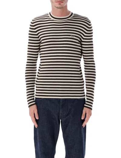 PRADA MEN WHITE STRIPED SWEATER, L LUXURY SWEATERS & KNITWEAR FOR MEN DARVEYS