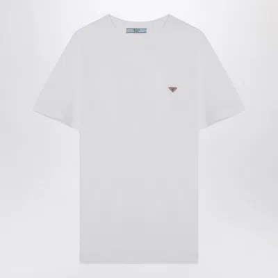 Prada White T-shirt With Triangle Logo