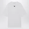 Prada Maglietta Girocollo Mezza Manica Con Triangolo Logo Metallo In White