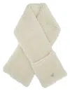 Prada Teddy Logo-plaque Scarf In Neutral