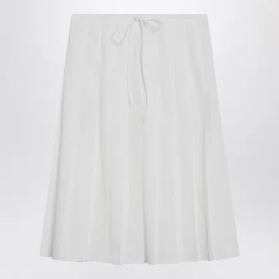 PRADA PRADA WHITE TIERED MIDI SKIRT