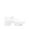 Prada Mesh Upper Platform Ballerinas With Strap Detail In White