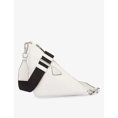 Prada White Triangle Leather Cross-body Bag