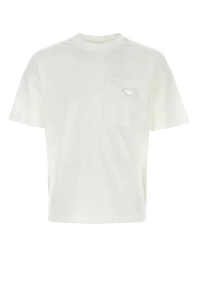 Prada White Triangle Logo T-shirt