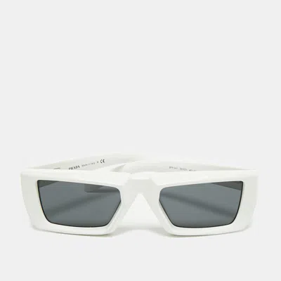 Pre-owned Prada White/black Spr 24y Frame Rectangle Sunglasses