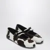 Prada White/dark Brown Ballerinas With Animal Print In Black