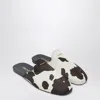 Prada White/dark Brown Mules With Animal Print Women