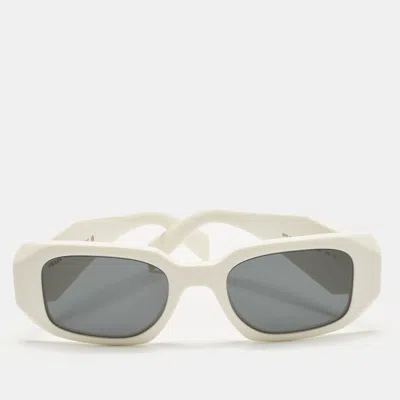 Pre-owned Prada White/grey Spr 17w Symbole Rectangle Sunglasses