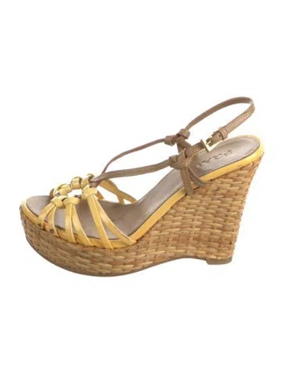 Pre-owned Prada Wicker Cutout Accent Sandals In Neutral