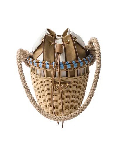 Prada Wicker Mini Bucket Bag