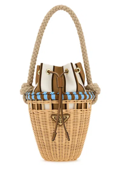 Prada Wicker Mini Bucket Bag